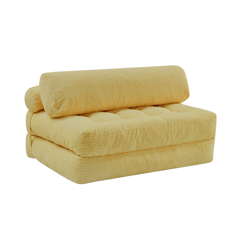 Convertible Corduroy Floor Sofa Bed, Adjustable Sleeper Lounge Couch, Multi-Functional Fold Out Chaise for Living Room & Guest Room