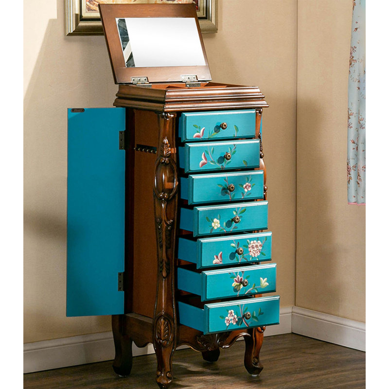 American-Style Rubberwood Jewellery Storage Chest
