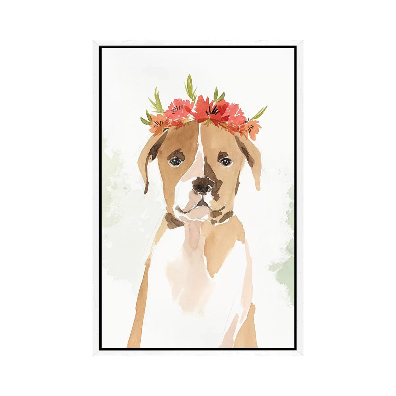 Puppy II by Isabelle Z - Painting on Canvas, White Framed, 101.6 cm H x 66.04 cm W