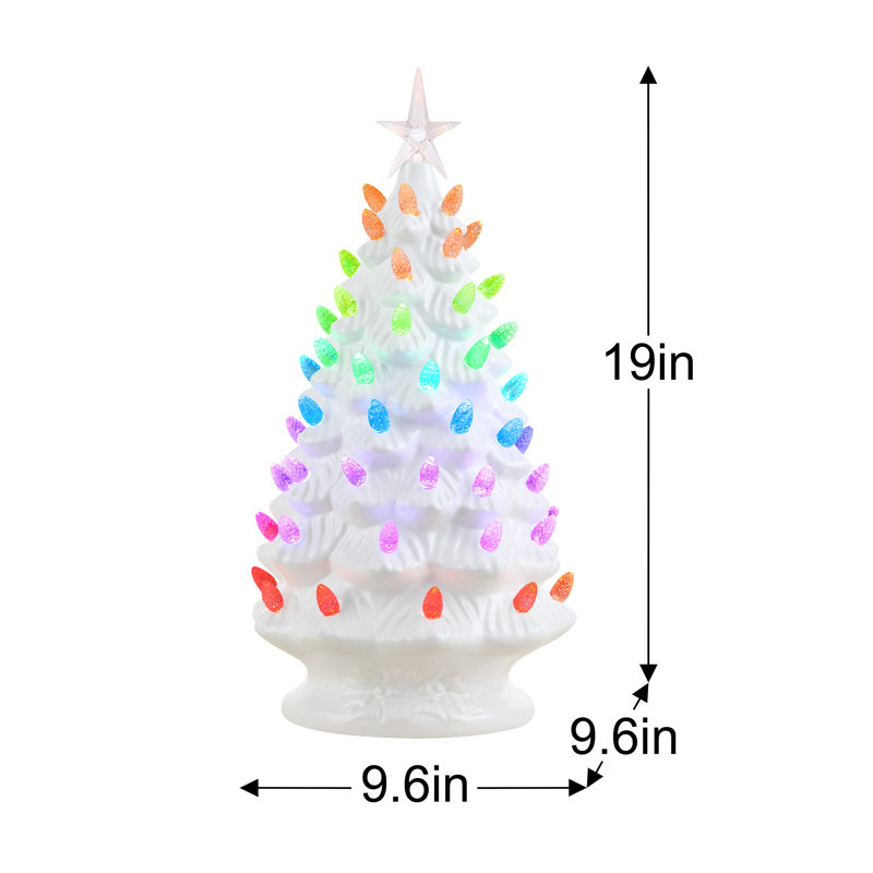 18 in. White Nostalgic Ceramic Tree with Lightshow