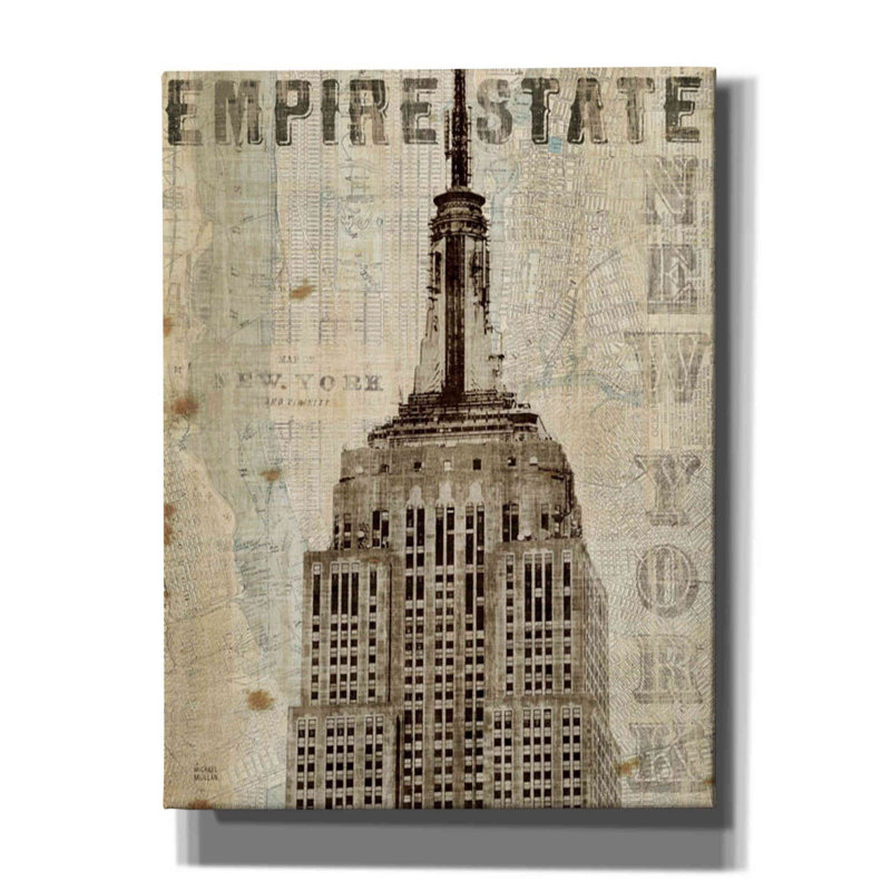 «Vintage NY State Building» par Michael Mullan, art mural sur toile, H 16 po x l 12 po x P 0,75 po