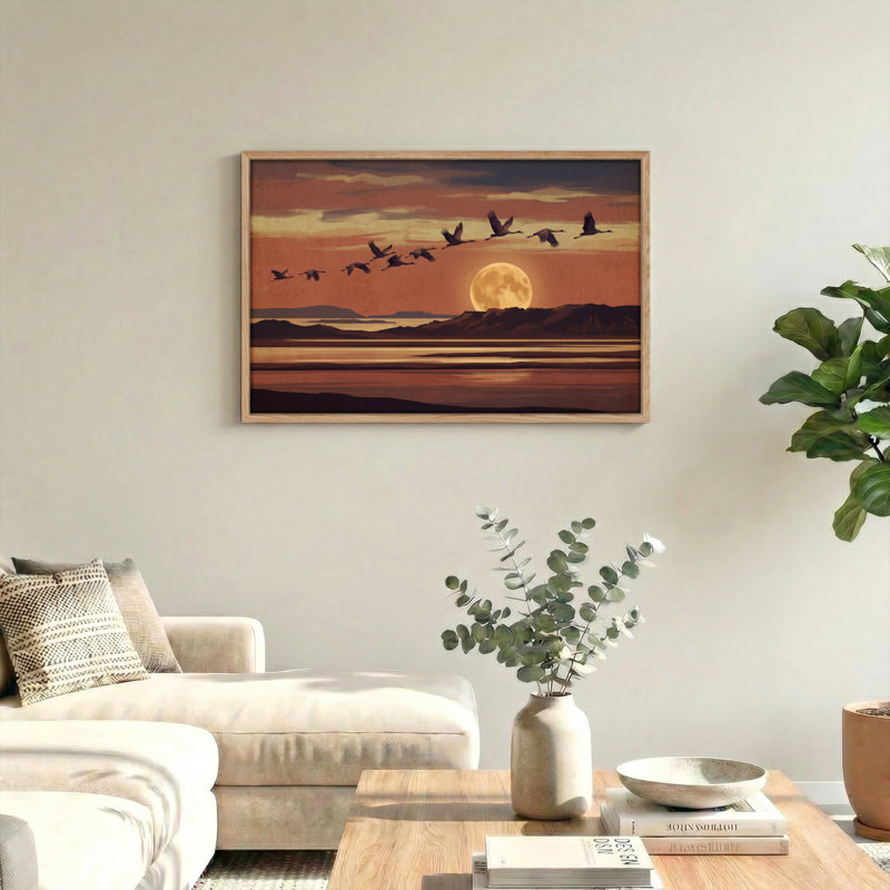 Ensemble de 1 tableau sur toile « Vol au clair de lune », 18"H x 24"W, Natural