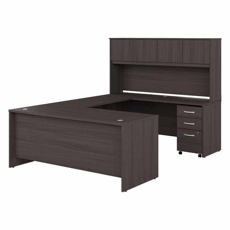 Office 500 Collection 3 Piece Computer Desk Office Set, Storm Gray