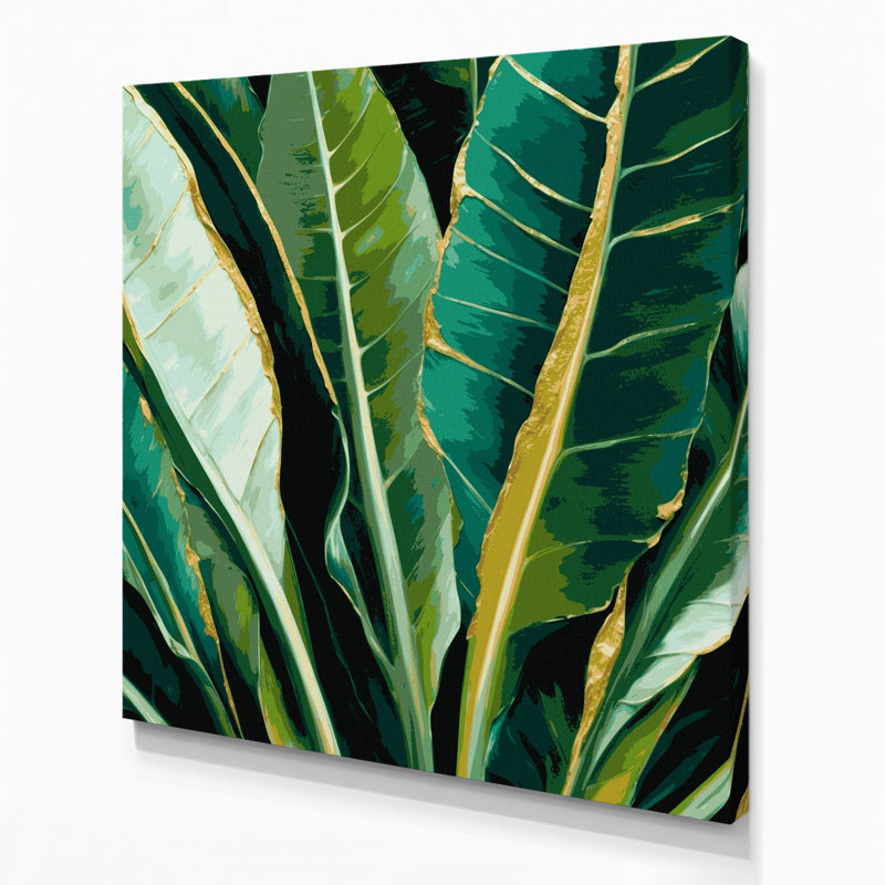 «Hawaiian Taro Leaves», art mural sur toile verte, H 32 po x l 32 po