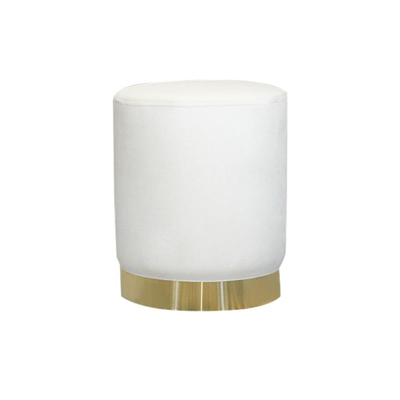35cm Wide Round Ottoman with Storage, White
