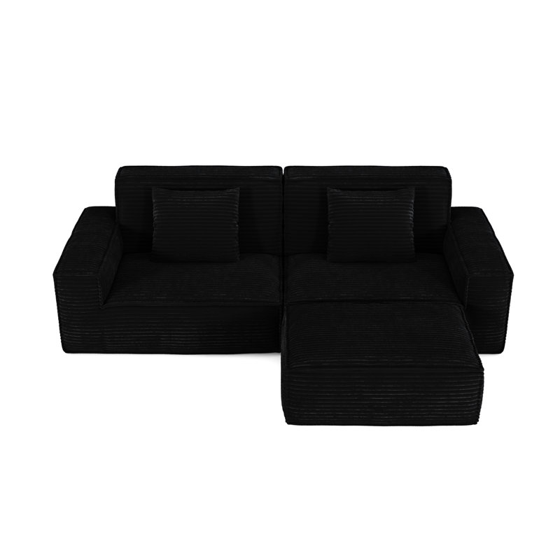 106,3 pouces, compression moderne, 3 sièges, microfibre noire, mousse à haut rebond, siège de jeu, siège d'appoint, conception à compression, dossier confortable, famille, salon