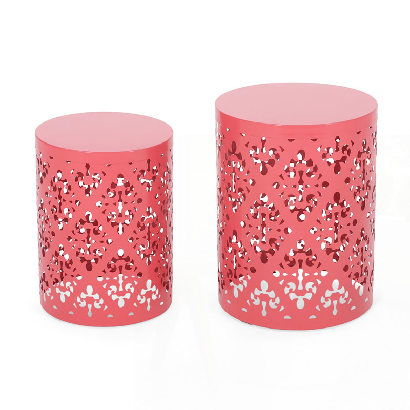 Metal end table set of 2, Coral
