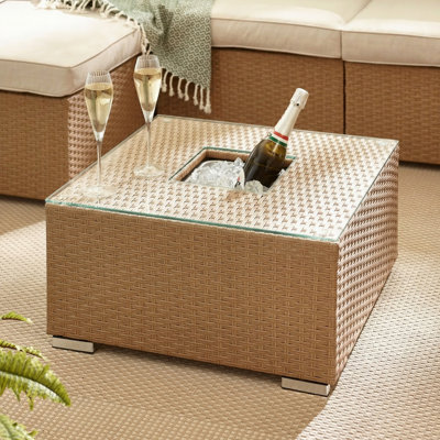 Miacomet PE Rattan Garden Coffee Table & Ice Bucket - Modern Gardens and Patios