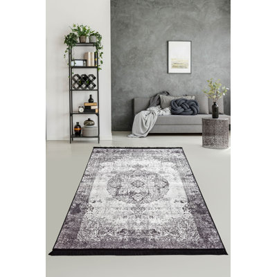 Premium Area Rug (5.2 x 7.5 ft), 100% Polyester, 0.2 in Pile Height | Antibacterial, Non-Slip Underside, Machine Washable | Elegant Design for Living Room & Bedroom Decor, Soft and Durable