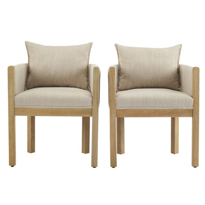 Merlean Linen Upholstered Dining Chairs With Rubberwood Frame