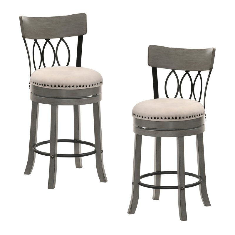 Ashritha Swivel 39.75'' H Stool, Light Grey, Counter Stool (24" Seat Height)