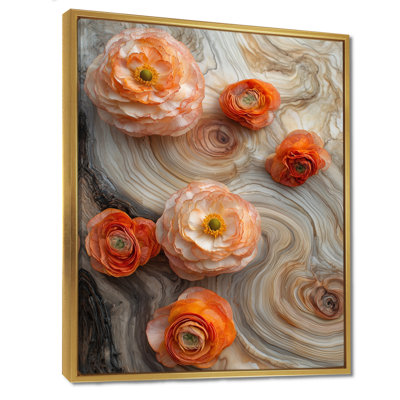 «Morphis Summer Carnations Flowers On The Wooden Slide I - Ranunculus», reproduction sur toile