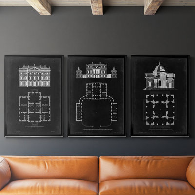 Graphic Design & Plan I - Toile tendue avec châssis sur mesure - 3 pièces
