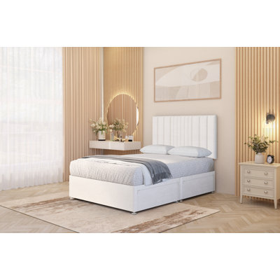 Alyssa Velvet Divan Bed Set Sprung Memory Foam Mattress & Headboard with Drawers