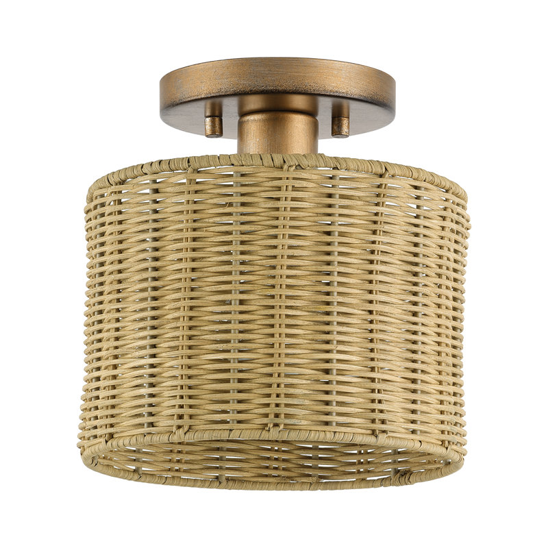Petite lampe semi-encastrée 1 lumière Arsdale, Tanné, Doré
