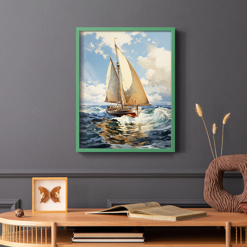 NAUTICAL Series CECLVI - Impression encadrée de qualité supérieure - Prêt à accrocher - Aucun clou requis, Vert