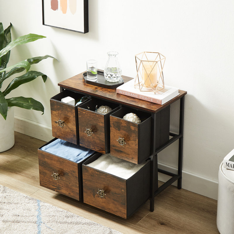 Cardere Dresser with 5 Drawers Furniture Storage Chest Organizer Unit Bins for Bedroom, Brown
