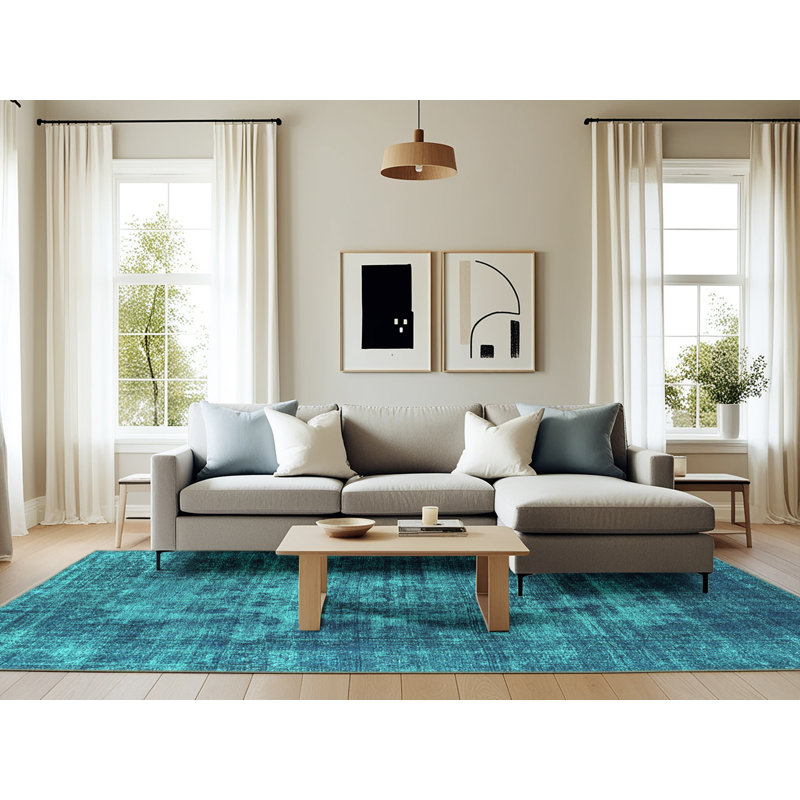 Tapis de couloir oriental en polyester / chenille tissé à la machine 2 pi x 5 pi Floden, Rectangle 6 pi x 9 pi