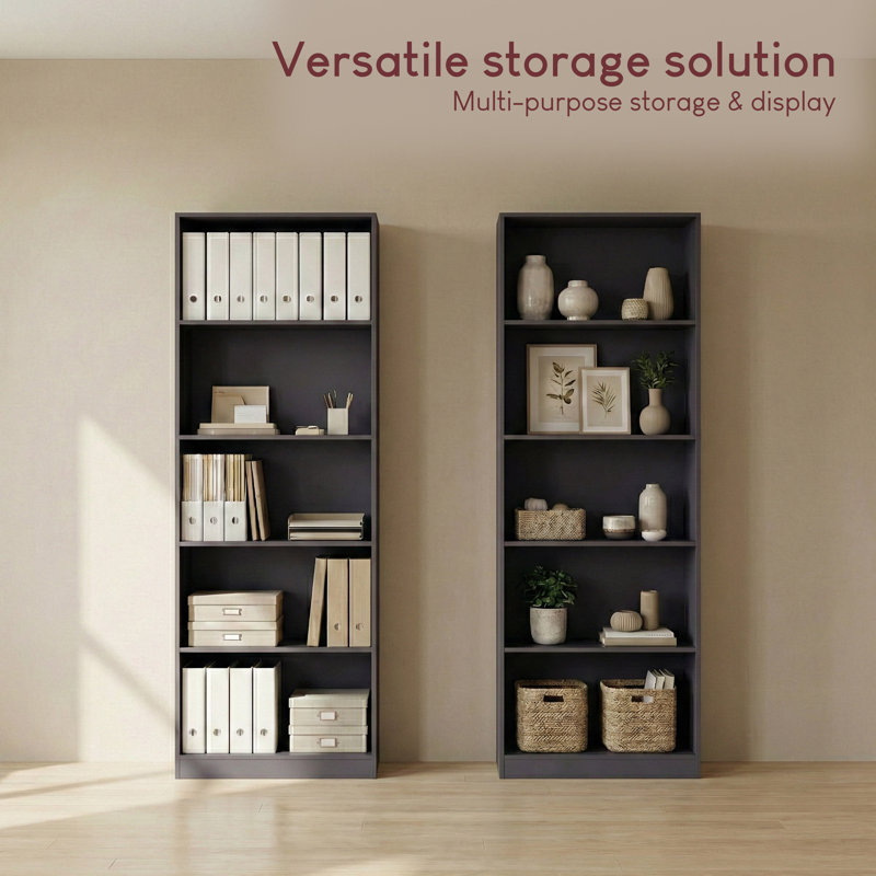 Bookcase with Shelving & Storage Display Bookcase Organizer For Home Office Living Room & Bedroom , Grey