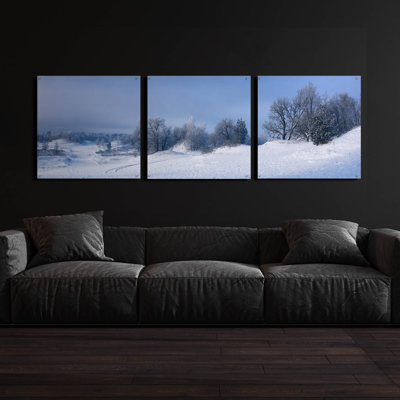 Epic Art 'Panorama Winter Dunes' by Istvan Nagy, Acrylic Glass Wall Art, 3 Piece Set,