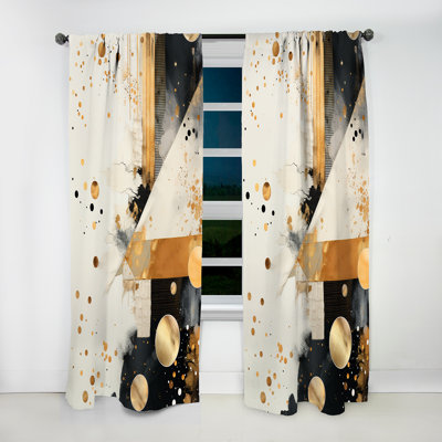 Gold And Grey Sunset Collage II - Modern Curtain - Velvet Room Darkening - 1 panel