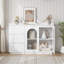Buffet 48 "avec portes en verre, buffet moderne avec 3 tiroirs, armoire de rangement pour bar et blanc