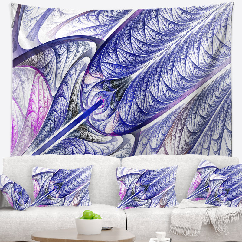 Tapisserie en verre coloré en bleu et blanc abstrait, H 32 po x l 39 po