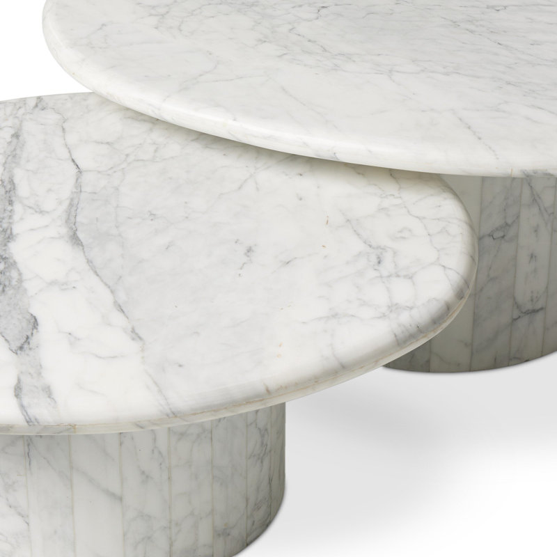 Stuart Marble Coffee Tables-White Calacatta Marble, White Calacatta Marble