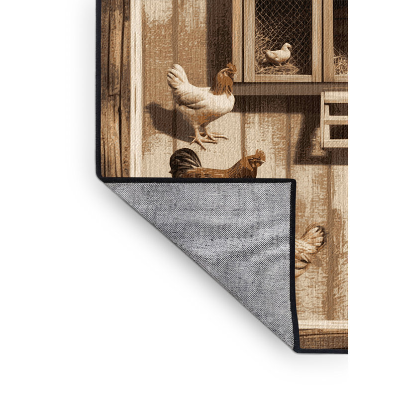 Washable Chicken Coop Farm Area Rug, Runner 2' x 4'