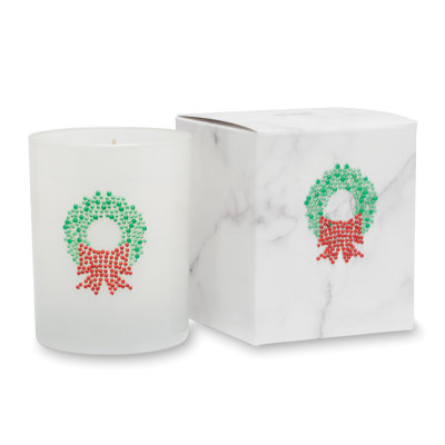 Bougie pour pot de noël avec une icône en couronne de noël