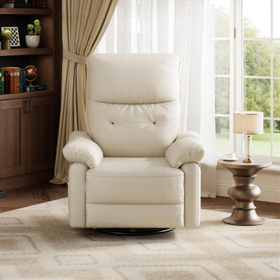 Power Recliner Chair, Swivel Nursery Rocker Recliner with USB Ports, PU Leather Recliner with Lumbar Support