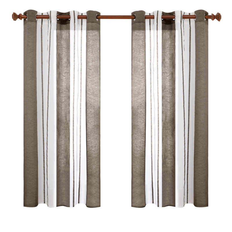 Dearious Sheer Curtain Pair, Width 140 x Drop 138 cm, Brown