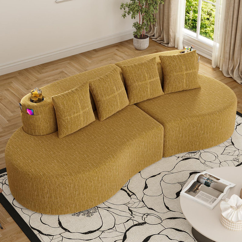 Canapé modulaire courbé 94,49 po 3 places, Mustard Yellow