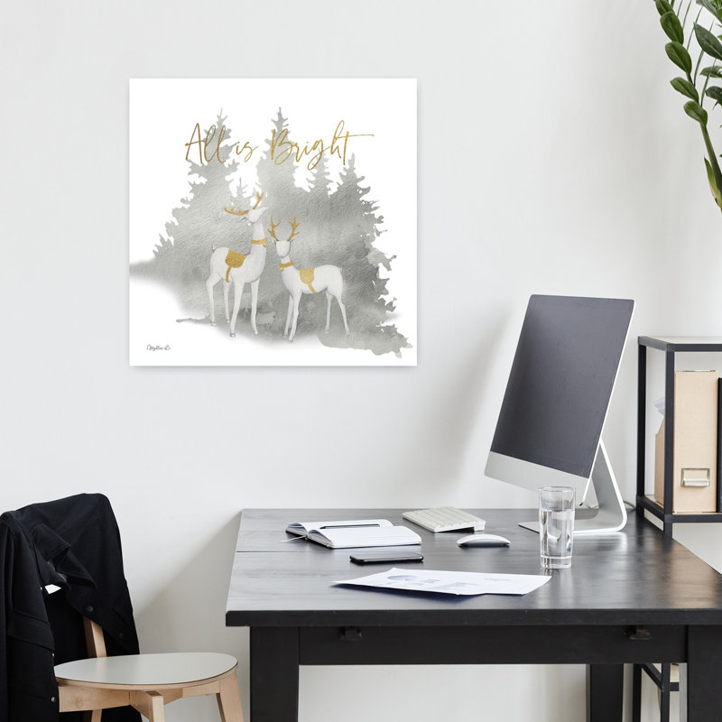 Art contemporain hivernal pin de Woodland, H 18 po x l 18 po