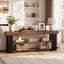 Console basse 63 "en bois massif avec tablettes de rangement ouvertes