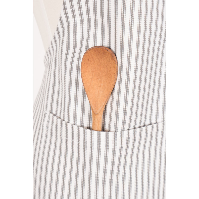 Graduation Striped Cotton Apron, Pewter