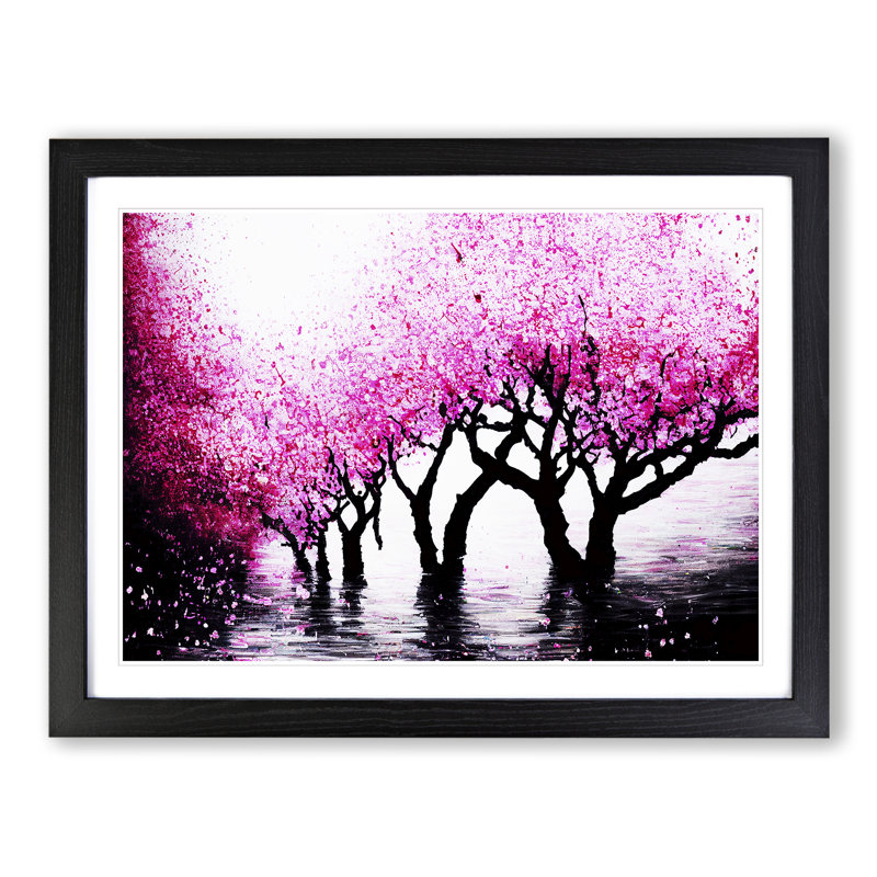 Cherry Blossom Tree - Single Picture Frame Painting, 46cm H x 64cm W x 2cm D, Black