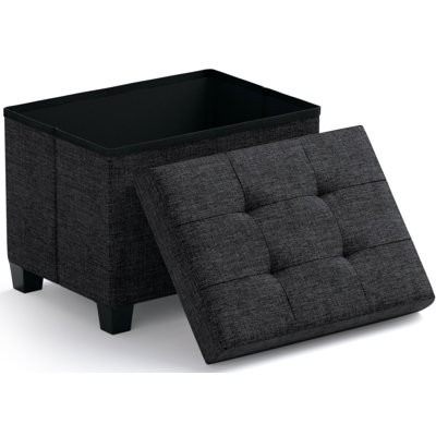 Collapsible Rectangle Small Storage Ottoman with Legs - 12" x 16" x 12" by Ebern Designs