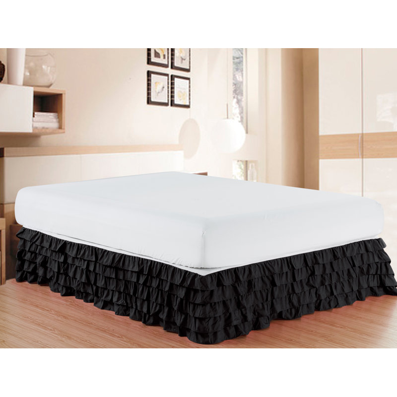 Ruffled Bed Skirt, Black, Queen