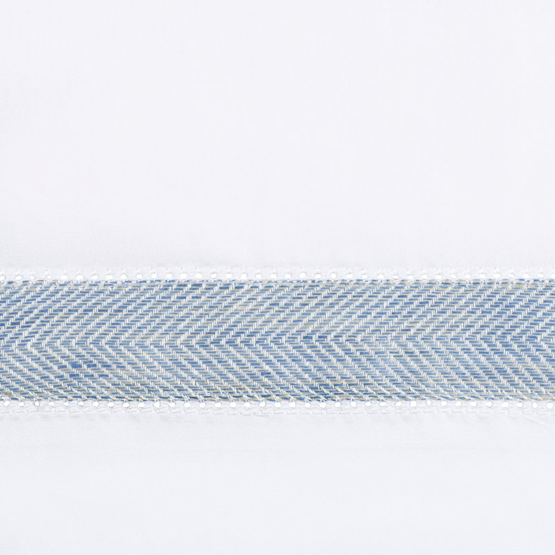 Yves Percale Sheet Set, White/Light Blue, King Sheet Set