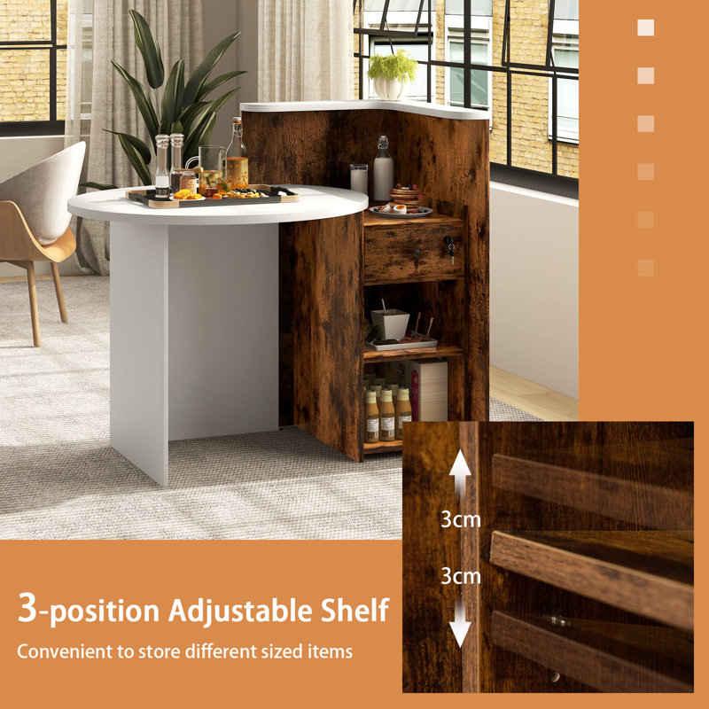 17 Stories Reception Desk, White/Brown