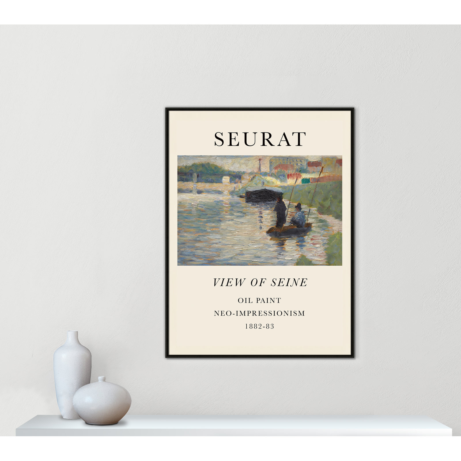 Old Masters Collection "View of Seine" Print, Espresso Floater Frame, No, 49.5" H x 37.5" W x 2" D