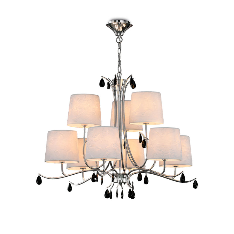 Orton 9 - Light Shaded LED Chandelier, Polished Chrome/Crystal
