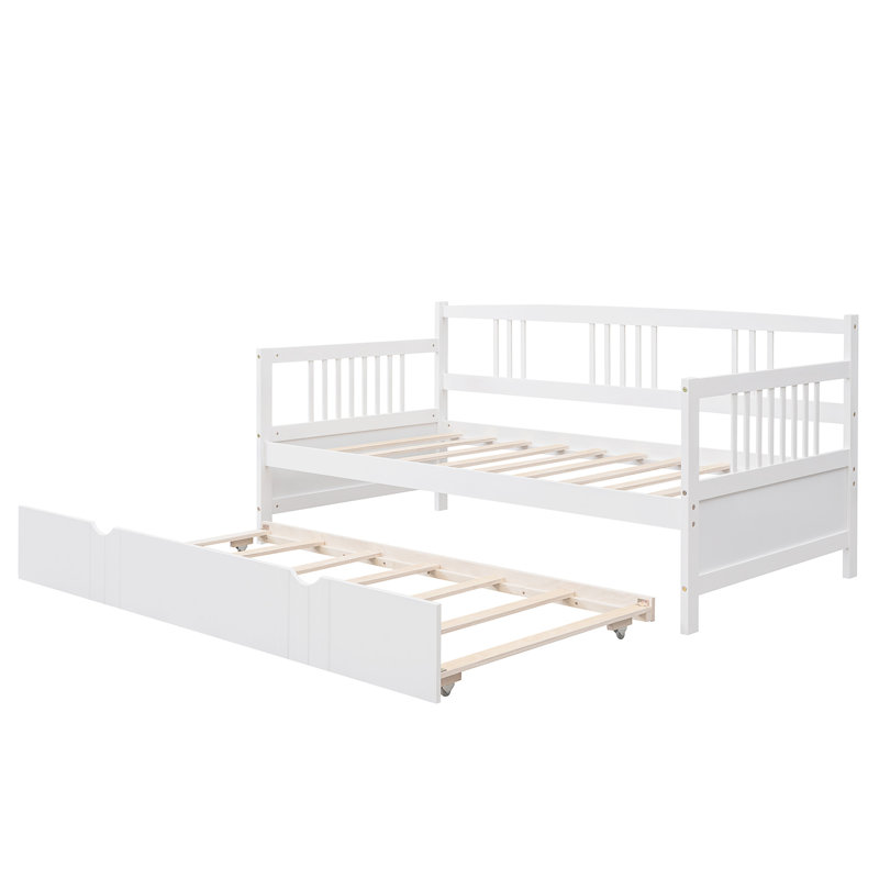 Lit de jour avec couchette en bois, Lit simple, Blanc