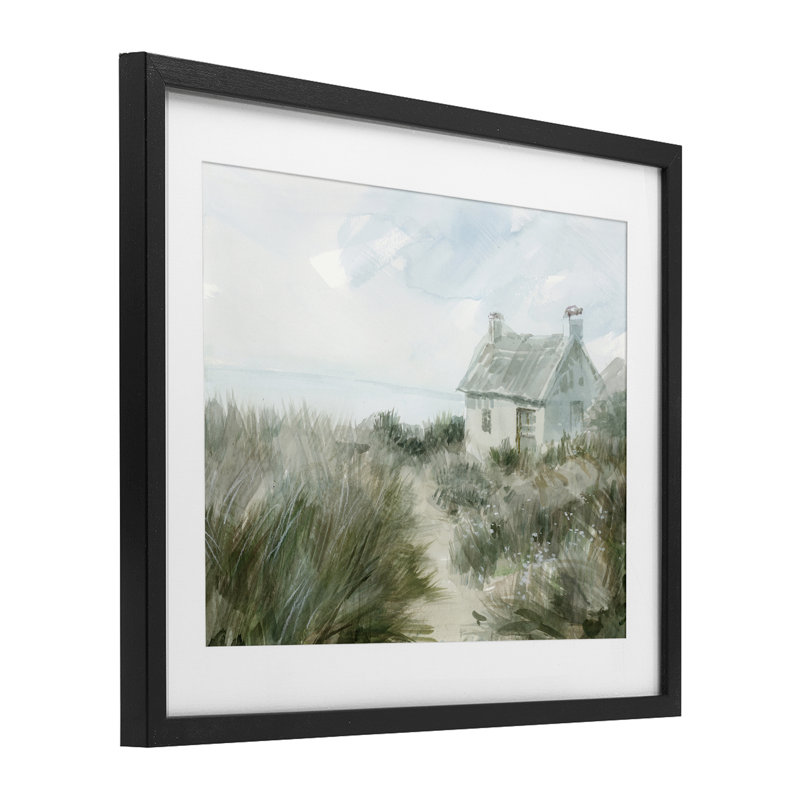 «Simple Windswept Cottage», reproduction encadrée sous verre, conception de Danhui Nai, H 13 po x l 16 po, Cadre noir minuit