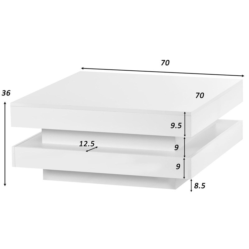 Cvanko Pedestal Coffee Table with Storage, White