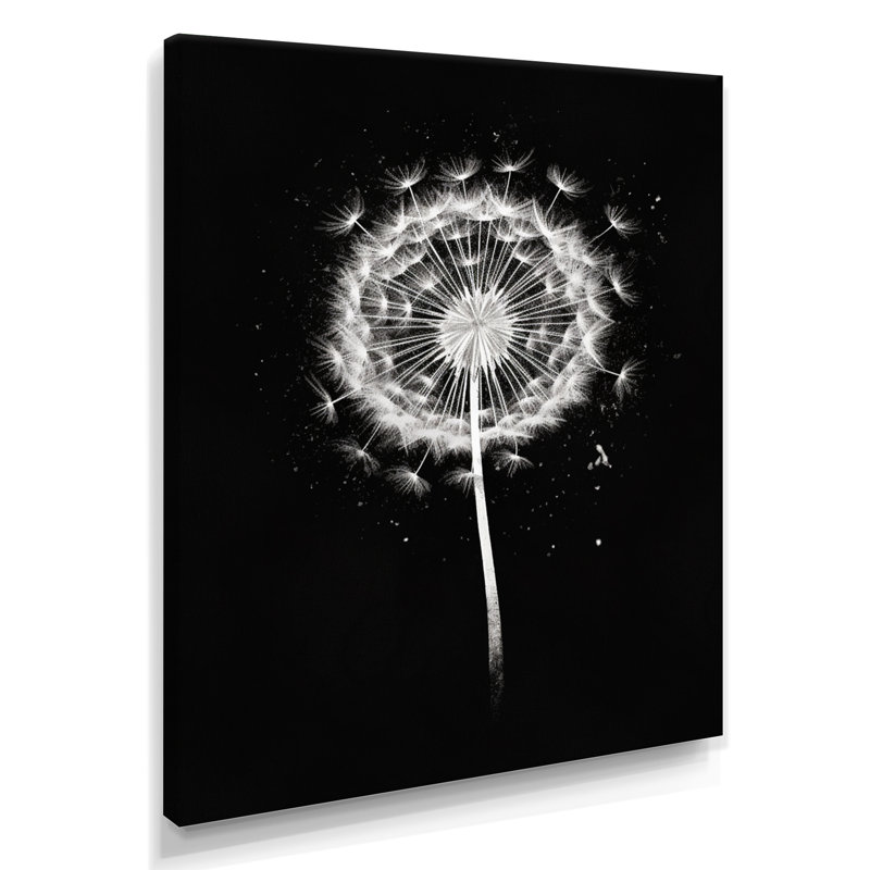 Minimal pissenlit Pappus monochrome - impression d'art mural pissenlit, Toile tendue, H 20 po x l 12 po x P 1 po