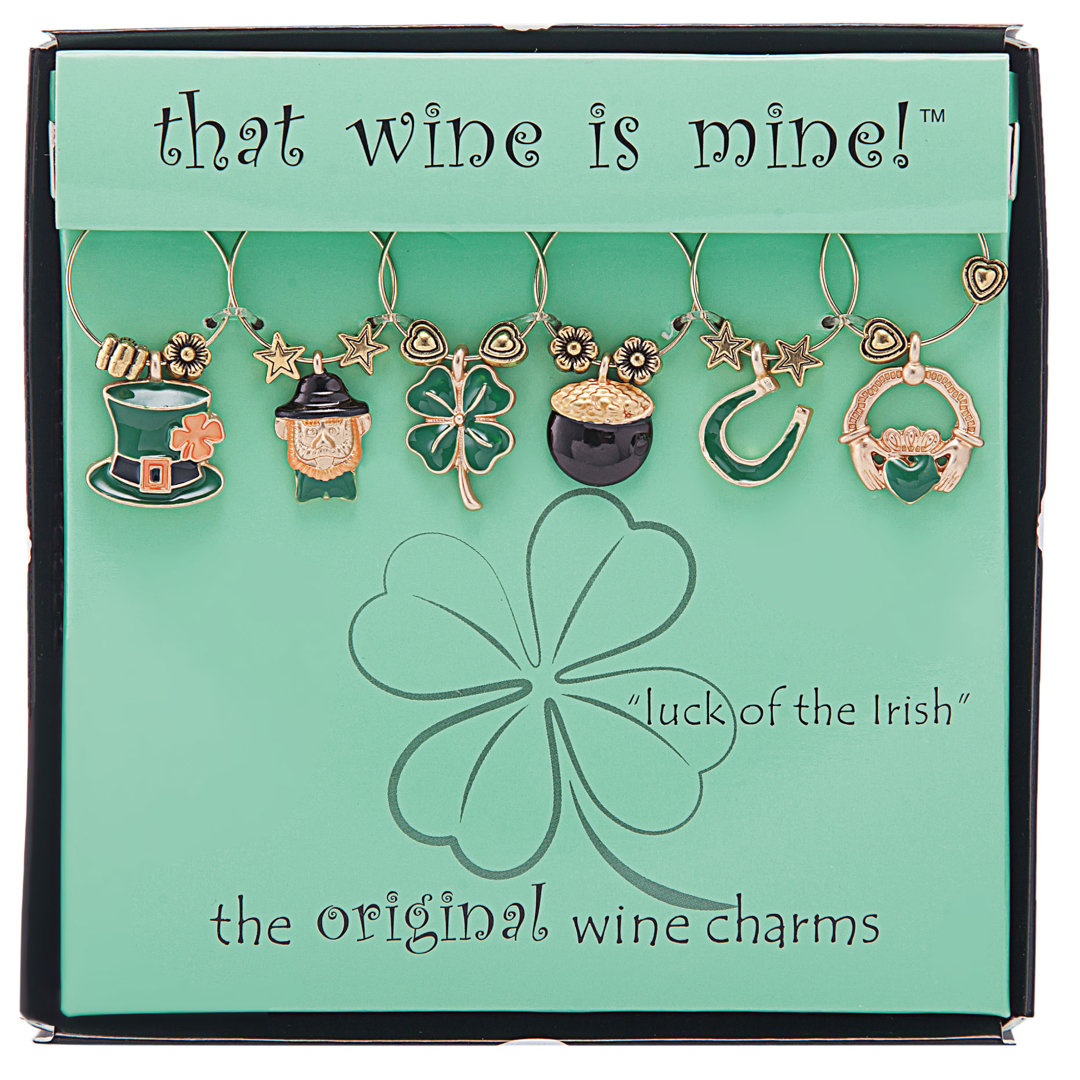 Vatukoula Luck of the Irish 6 Piece Wine Charm Set Ebern Designs