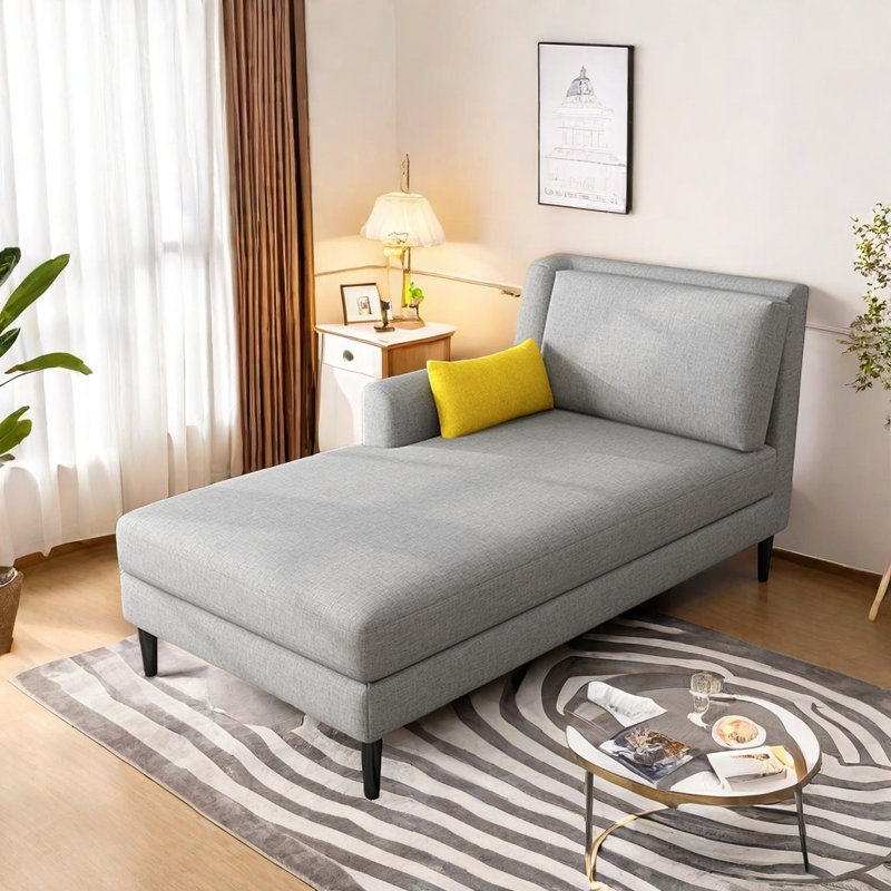 Chaise longue confortable en bois massif, Gris clair