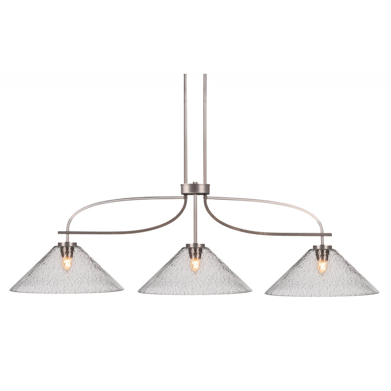 Monterey 3 Light Bar Shown In Graphite & Painted Distressed Wood-look Metal Finish With 16” Smoke Bubble Glass, Gray/Clear